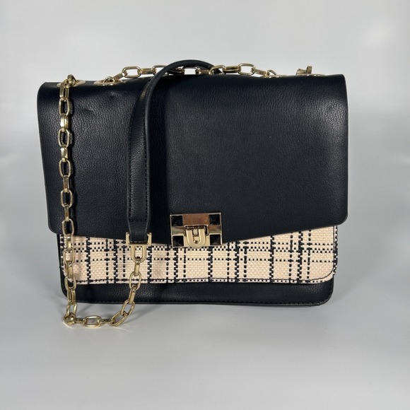 Parfois Handbags - New PARFOIS Crossbody Bag‎ Navy Blue Scottish Plaid Gold Hardware Preppy Classic